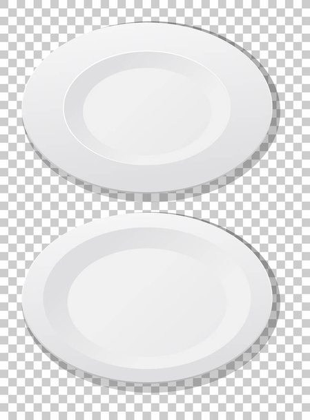 Set of white plain plate top view illustration - Vector, Image
