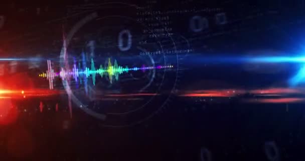 Widmo audio głos neon koncepcja znaku, fala dźwiękowa radiowa i disco muzyka sygnał głośności. 3D renderowania tunelu pętli i płynnej animacji. Futurystyczna pętla abstrakcyjna. - Materiał filmowy, wideo
