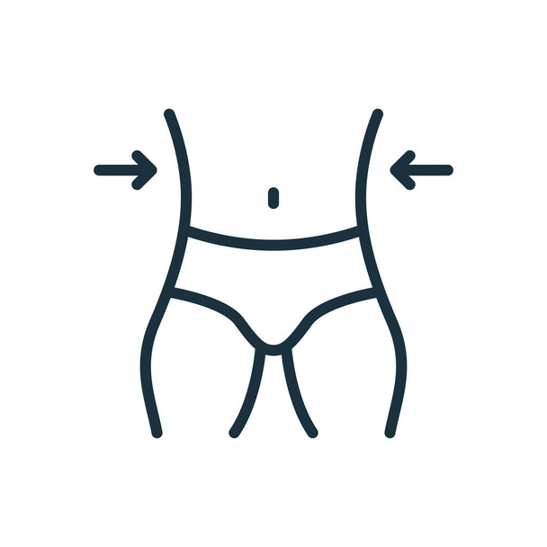Slimming Waist. Man Loss Weight Line Icon. Shape Waistline Control Outline Icon. Male Body Slimming Linear Pictogram. Editable Stroke. Isolated Vector Illustration - Vector, Image