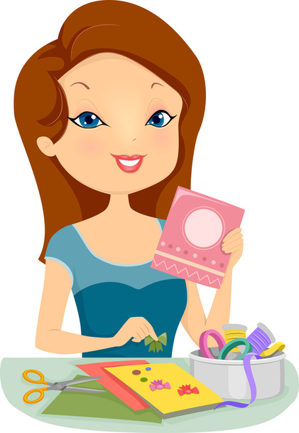 Woman Making Personalized Cards - Photo, Image