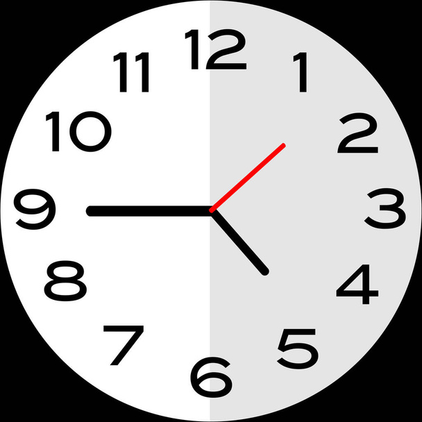 Quarter a 5 horas ou Quinze minutos a cinco horas relógio analógico. Icon design use ilustração design plano - Vetor, Imagem