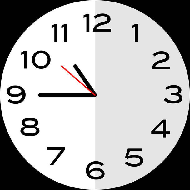 Kwart voor elf of vijftien minuten voor elf uur analoge klok. Pictogram ontwerp gebruik illustratie plat ontwerp - Vector, afbeelding