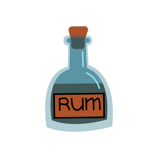 Láhev rumu. Silný alkoholický nápoj. Izolovaná vektorová ilustrace - Vektor, obrázek