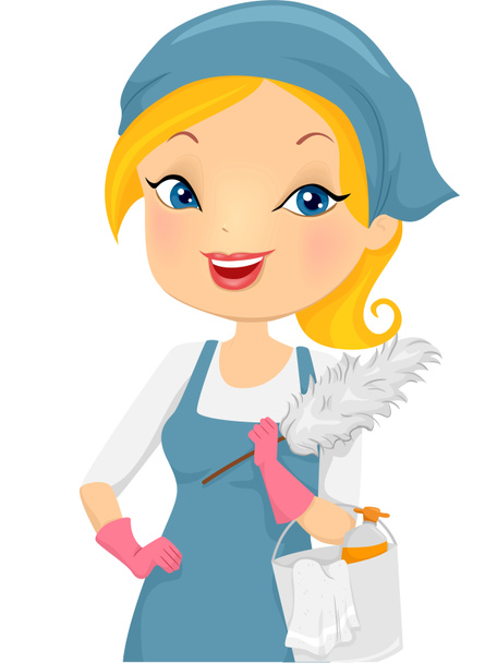 Chica que proporciona servicio de limpieza de la casa
 - Foto, imagen