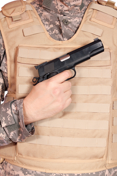 Gun and bulletproof vest - Foto, afbeelding