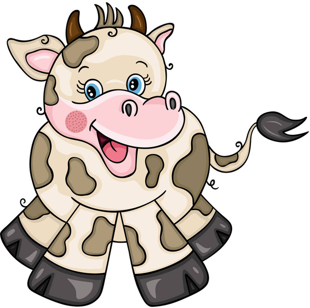 Gelukkige grappige koe geïsoleerd op wit - Vector, afbeelding