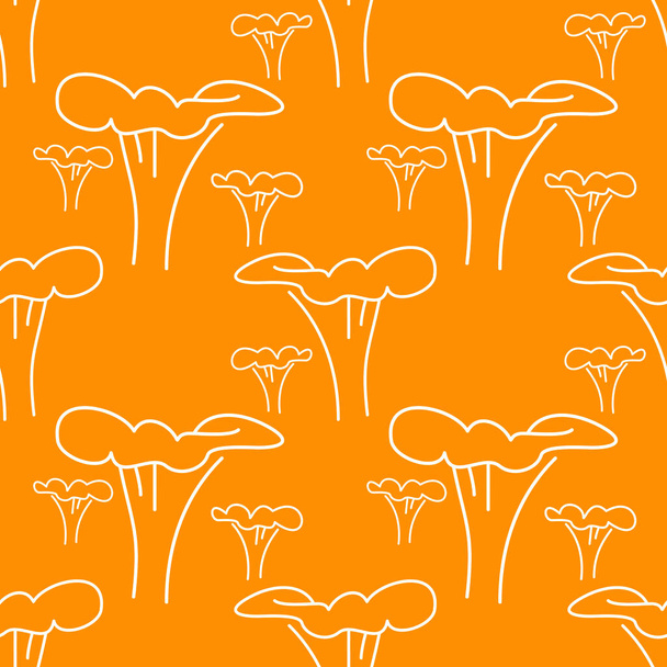 mushrooms autumn seamless vector background. mushrooms drawing by thin lines. autumn forest - Vector, Image