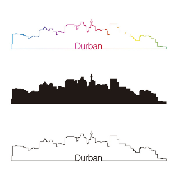 Durban Panorama lineární styl s duhou - Vektor, obrázek