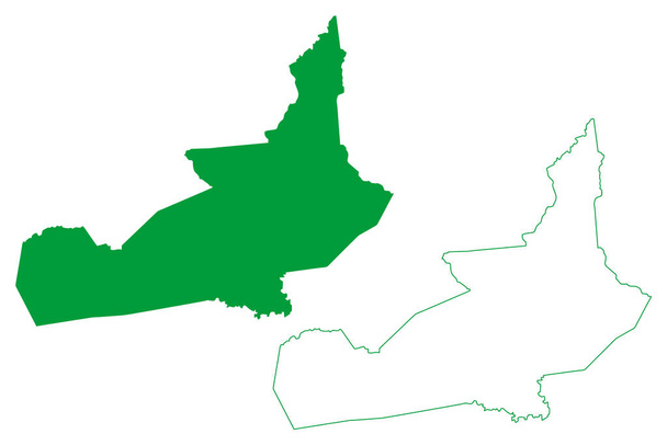 Муниципалитет Мундо-Нову (Bahia state, муниципалитеты Бразилии, Федеративная Республика Бразилия) - векторная иллюстрация, каракули на карте Mundo Novo - Вектор,изображение