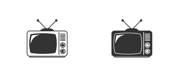 Antiguo icono de la televisión retro. Ilustración vectorial en estilo plano - Vector, imagen
