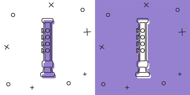 Aseta huilu kuvake eristetty valkoinen ja violetti tausta. Soittimet. Vektori - Vektori, kuva