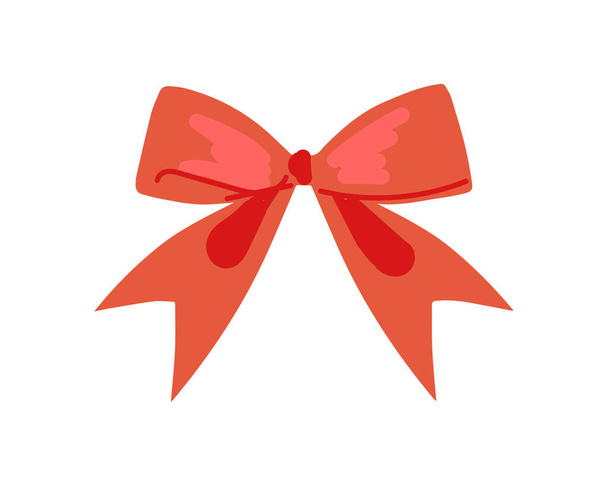 Arco rojo fo regalo decoración garabato. Holiday presente embalaje cinta elemento dibujo vector ilustración aislada - Vector, imagen