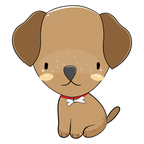 Cute little puppy on white background. Vector illustration. - Vector, Image