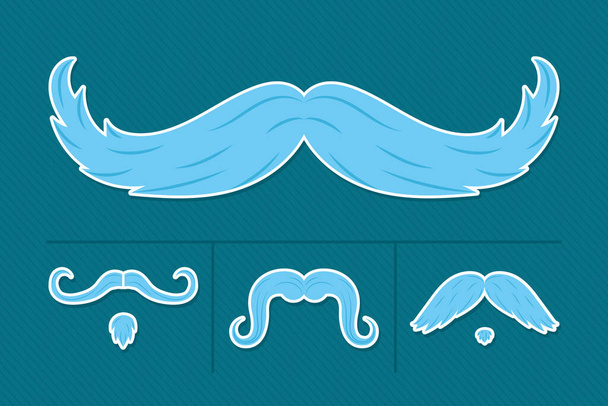 blue moustache styles - Vector, Image