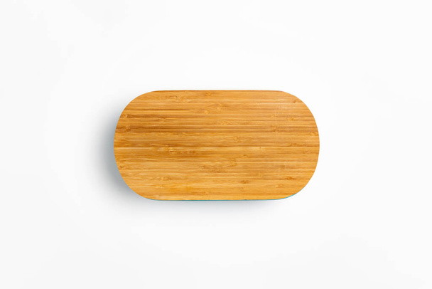 Plastic breadbasket with wooden lid isolated on white background. High-resolution photo.Mock-up - Photo, Image