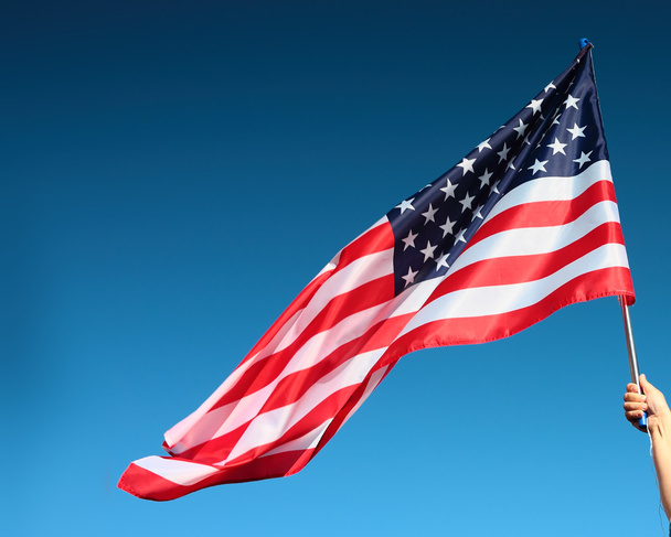 Hand holding american flag - Фото, изображение