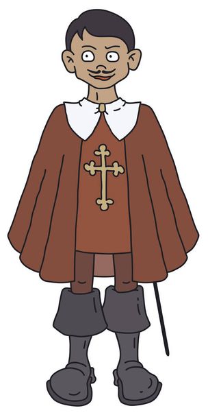 De grappige man van de kardinaal bewaker in een rode mantel - Vector, afbeelding