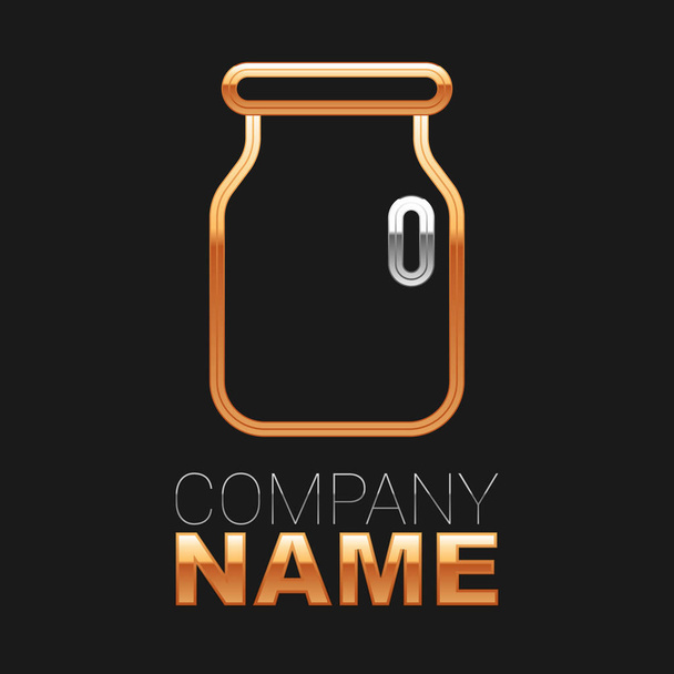 Line Glass jar with screw-cap icon isolated on black background. Colorful outline concept. Vector - Vector, Image