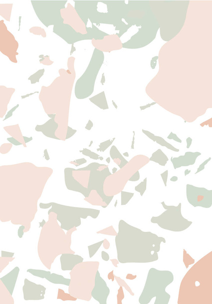 Terrazzo modern abstract template. Orange and grey texture of classic italian flooring. Venetian terrazzo trendy vector backdrop Background made of stones, granite, quartz, marble, concrete.  - Διάνυσμα, εικόνα