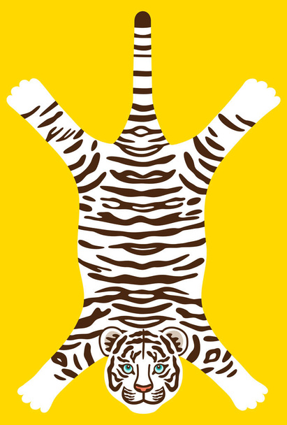 Illustration en format carte postale du tapis tigre blanc. Modèle de carte du Nouvel An pour l'Année du Tigre du zodiaque chinois.  - Photo, image