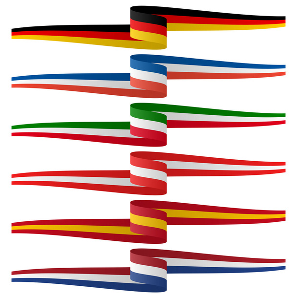 collectie van Europees land vlag banners - Vector, afbeelding