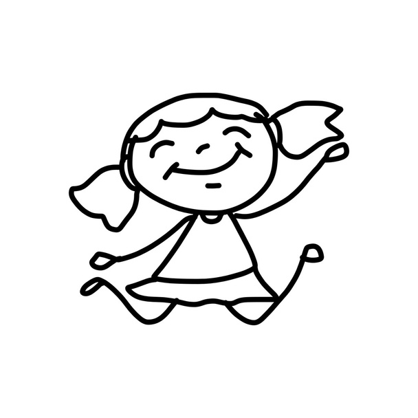Cartoon character happy girl playing - Vektor, kép