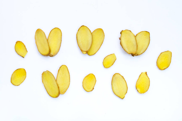 Ginger slices on a white background. - Photo, Image