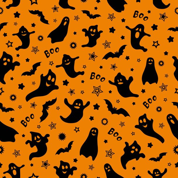 Halloween illustration on orange background. Vector illustration. - Vektor, kép