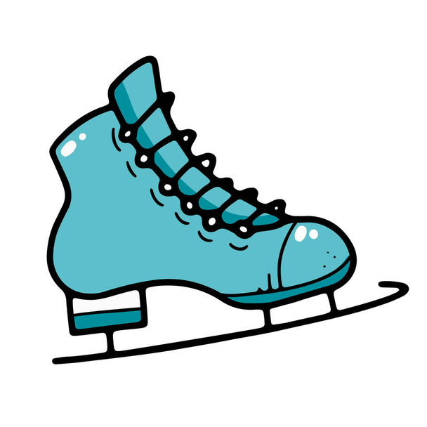 Patins azuis com patins estilo doodle preto. - Vetor, Imagem