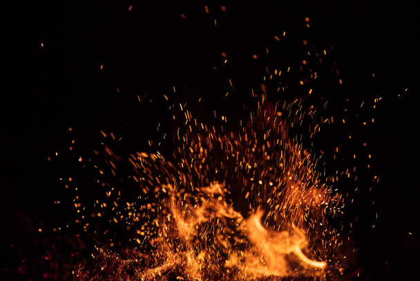 Fire Flames Isolated on Black Background, close-up. - Photo, image