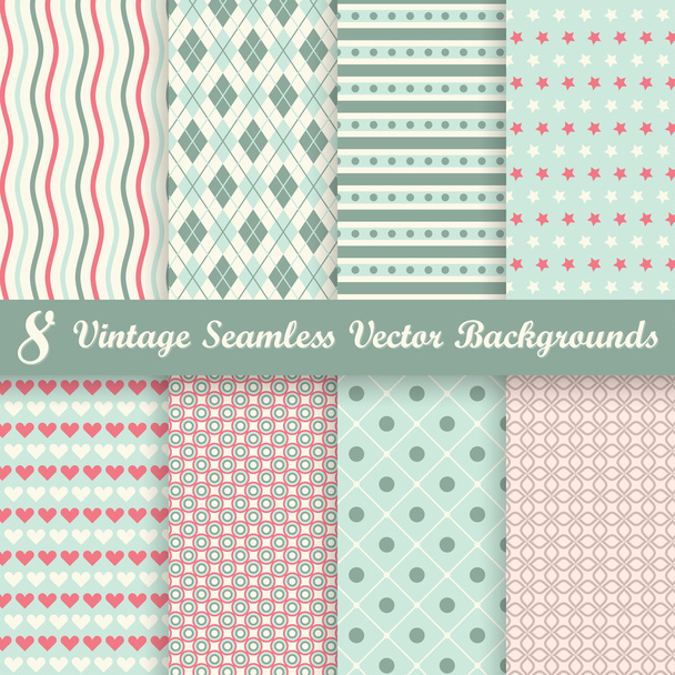 Collection seamless vintage backgrounds - Διάνυσμα, εικόνα