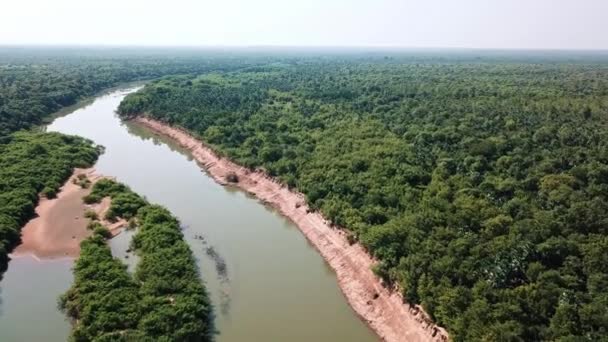 Vista aérea del río Senegal en África Occidental durante el día - disparo aéreo de drones  - Metraje, vídeo