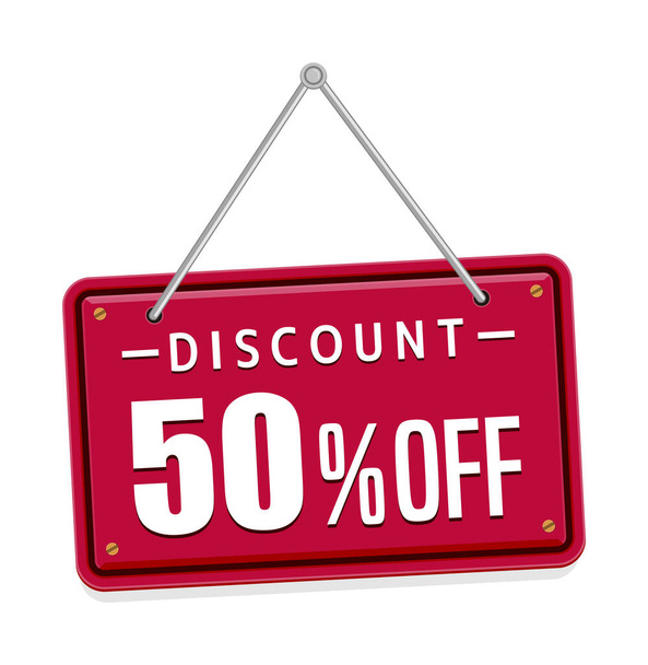 50% off discount icon illustration set for ecommerce site etc. (hanging signboard motif ) - Vetor, Imagem