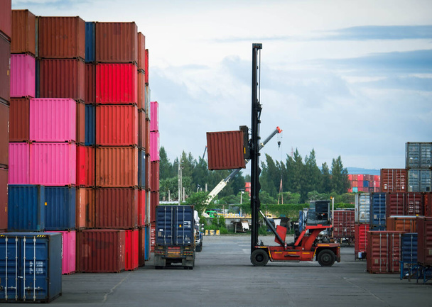 cargo container forklift for transportation and transportation import and export - Photo, Image