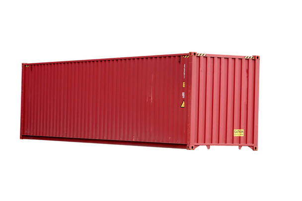 červený nákladní kontejner pro přepravu a přepravu na bílém pozadí - Fotografie, Obrázek