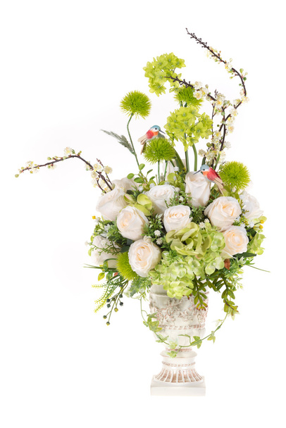 Decoration artificial plastic flower with vintage design vase, 2 - Photo, Image