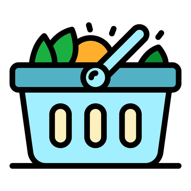 Plastic market basket icon color outline vector - Vector, imagen