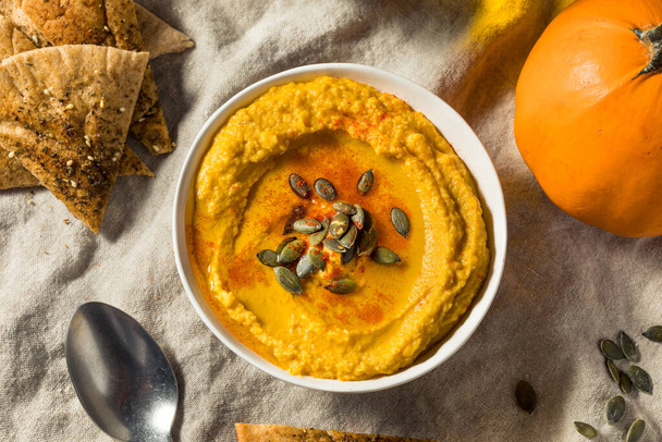 Healthy Organic Pumpkin Spice Hummus with Olive Oil - Fotó, kép
