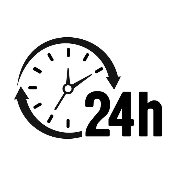 24 hour icon. Round the clock vector icon. Light bulb and cog Modern sign, linear pictogram, outline symbol, simple thin line icon. - Vector, Image