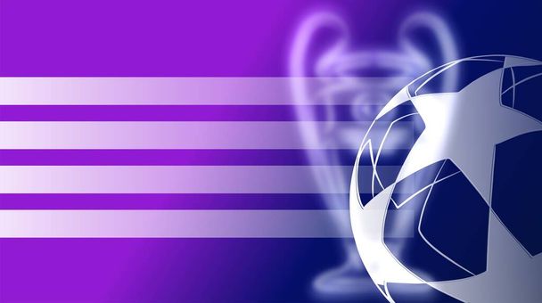 Champions League. Soccer ball on a blue background. Banner on the theme of football. - Foto, Imagem