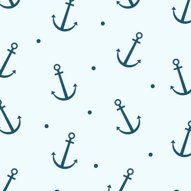 seamless pattern with anchors and anchor, hand drawn sea repeat for any use for fabric, wallpaper, web - Vektör, Görsel