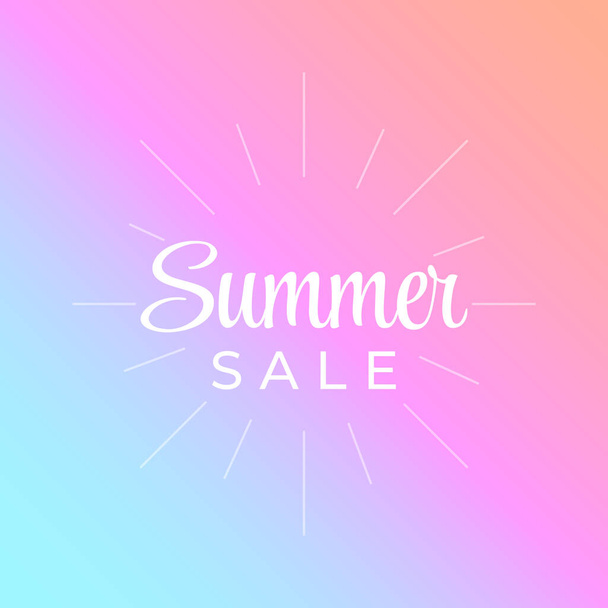 summer sale background with sun and sunset, vector - Vector, Image