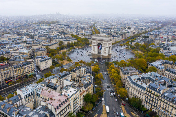 Вид з повітря Arc de Triomphe, Paris - Фото, зображення