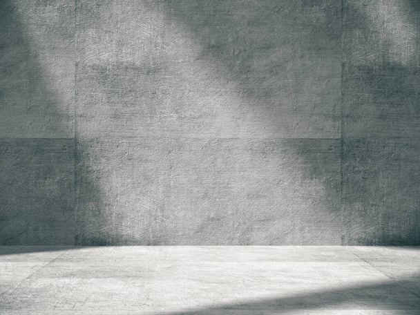 Sala de hormigón abstracta vacía y luces laterales, representación 3D. - Foto, Imagen