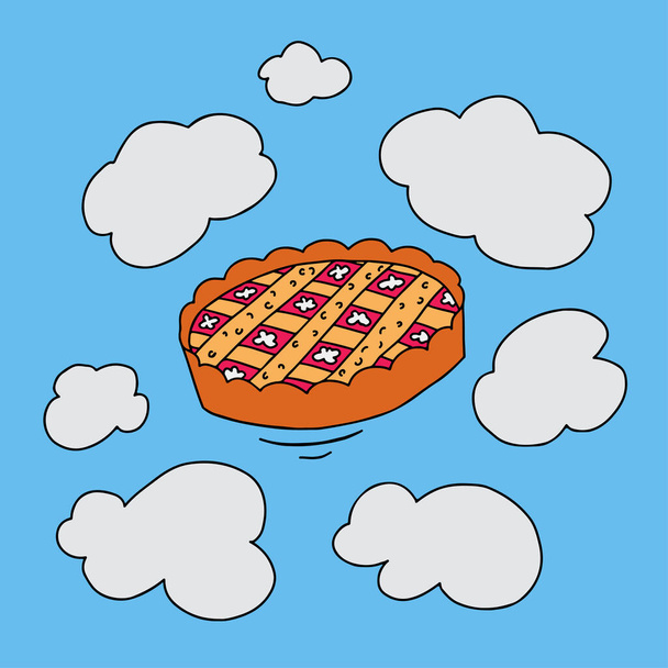 Pie in the sky. Metaphoric idiom. Doodle style. - Vector, Image