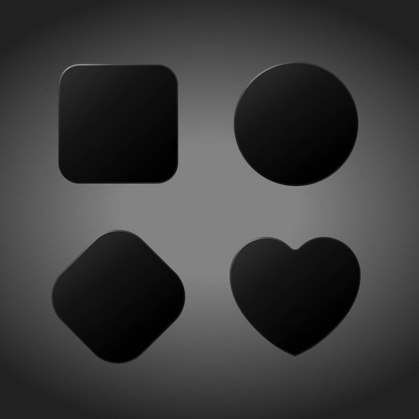Η ιδέα των κουμπιών σε γεωμετρικά σχήματα και με τη μορφή καρδιάς για το σχεδιασμό της ιστοσελίδας. Εικονογράφηση διανύσματος. - Διάνυσμα, εικόνα