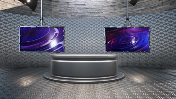 3D Virtual TV Studio Wiadomości, TV On Wall.3D Virtual News Studio Tło pętli - Materiał filmowy, wideo
