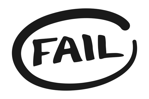 Fail sign for exam mark in black ink vector icon - Vector, Image