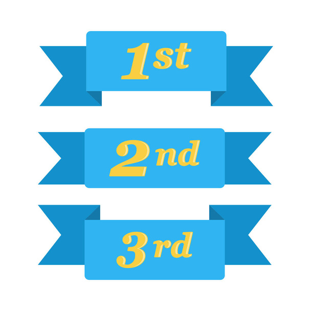 Primo posto secondo e terzo posto premiato nastri o banner in blu e oro set di icone vettoriali - Vettoriali, immagini
