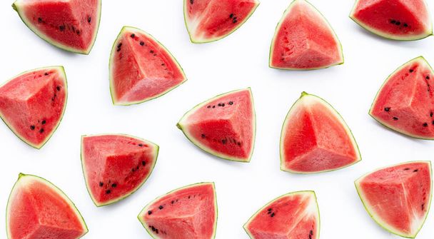 Watermelon on white background. Top view - Foto, afbeelding